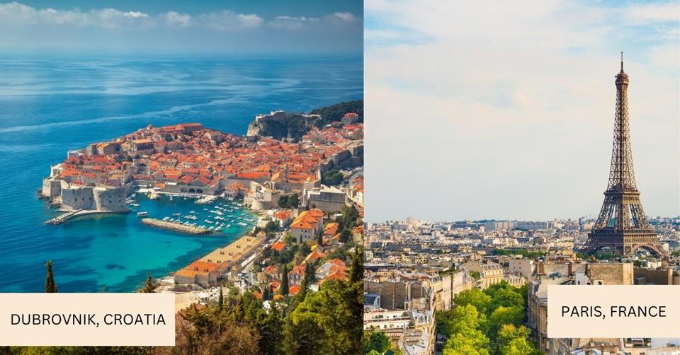 2 images - Dubrovnik and Eiffel Tower