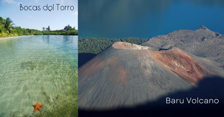 star fish under water, volcano around the lake - Panama