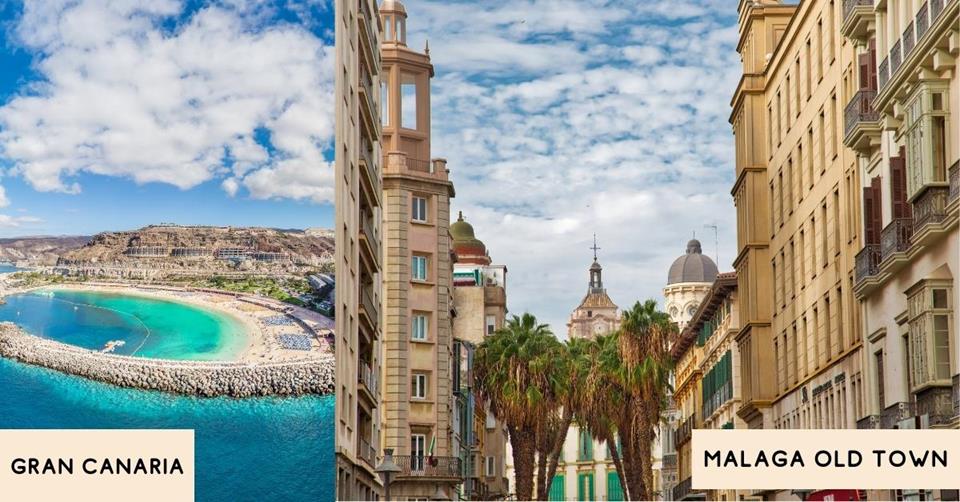 2 images - Gran Canaria and Malaga Old Town - 3 Weeks In Spain Itinerary