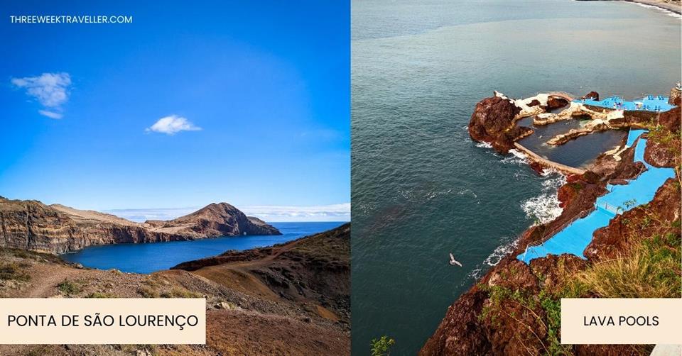 2 images - Ponta de Sao Lourencio and Lava Pools in Madeira Islands