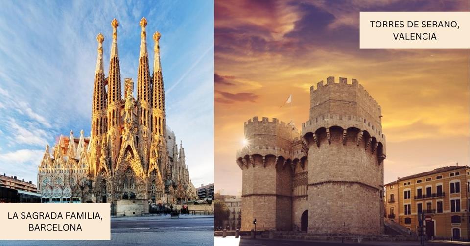 2 IMAGES - La Sagrada Familia and Torres de Serano