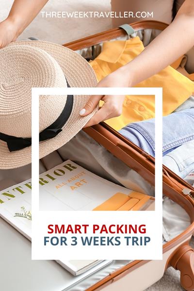 Packing for three weeks? Opt for versatile clothing, comfortable shoes, and essential toiletries. Include travel-sized items, a lightweight jacket, and important documents. Use packing cubes for organization, and remember a reusable water bottle and a first-aid kit. via @threeweektraveller