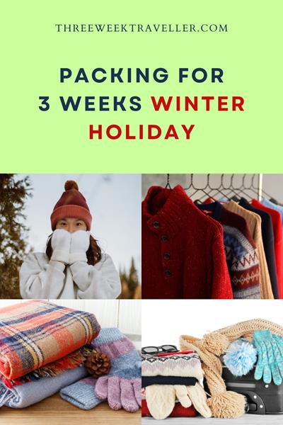 For a 3-week winter trip, pack warm layers like thermal tops, sweaters, and a waterproof jacket. Include insulated gloves, a hat, and scarves. Bring sturdy, waterproof boots, wool socks, and essentials like a compact umbrella and travel-sized toiletries. via @threeweektraveller